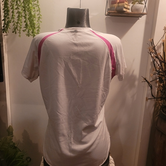 Nike Dri Fit White with Pink Trim Short Sleeve Top XL - Picture 7 of 7